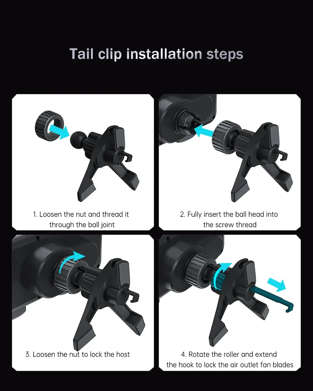 Tail clip installation steps